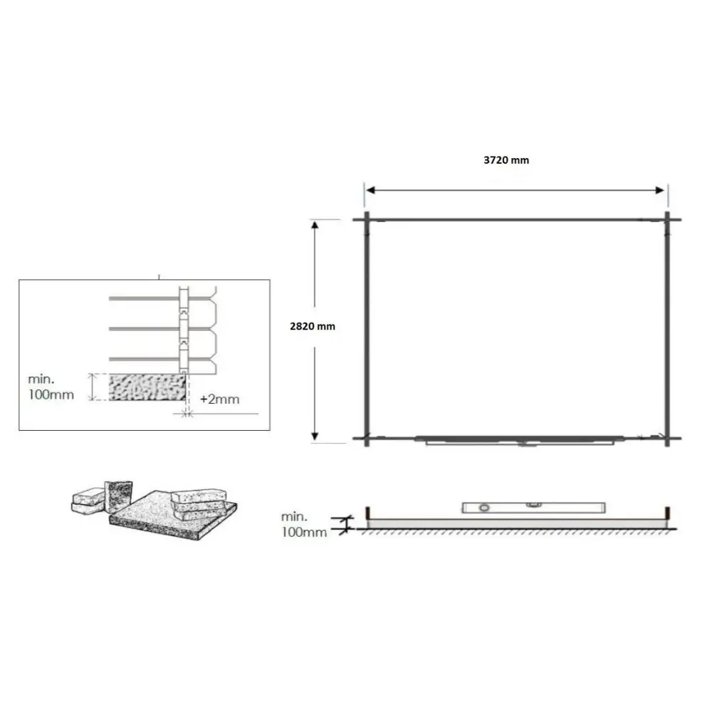 Abri de jardin en bois - 11.7m2 - 3.9x3m - Traité - Ep. 34mm - Couleur: marron