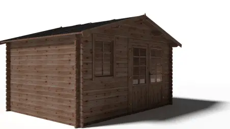Abri de jardin en bois - 11.7m2 - 3.9x3m - Traité - Ep. 34mm - Couleur: marron