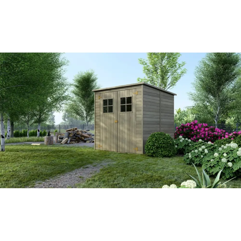 Abri de jardin en bois 3.42 m2 - 1.9x1.8 m - traité - Couleur: vert