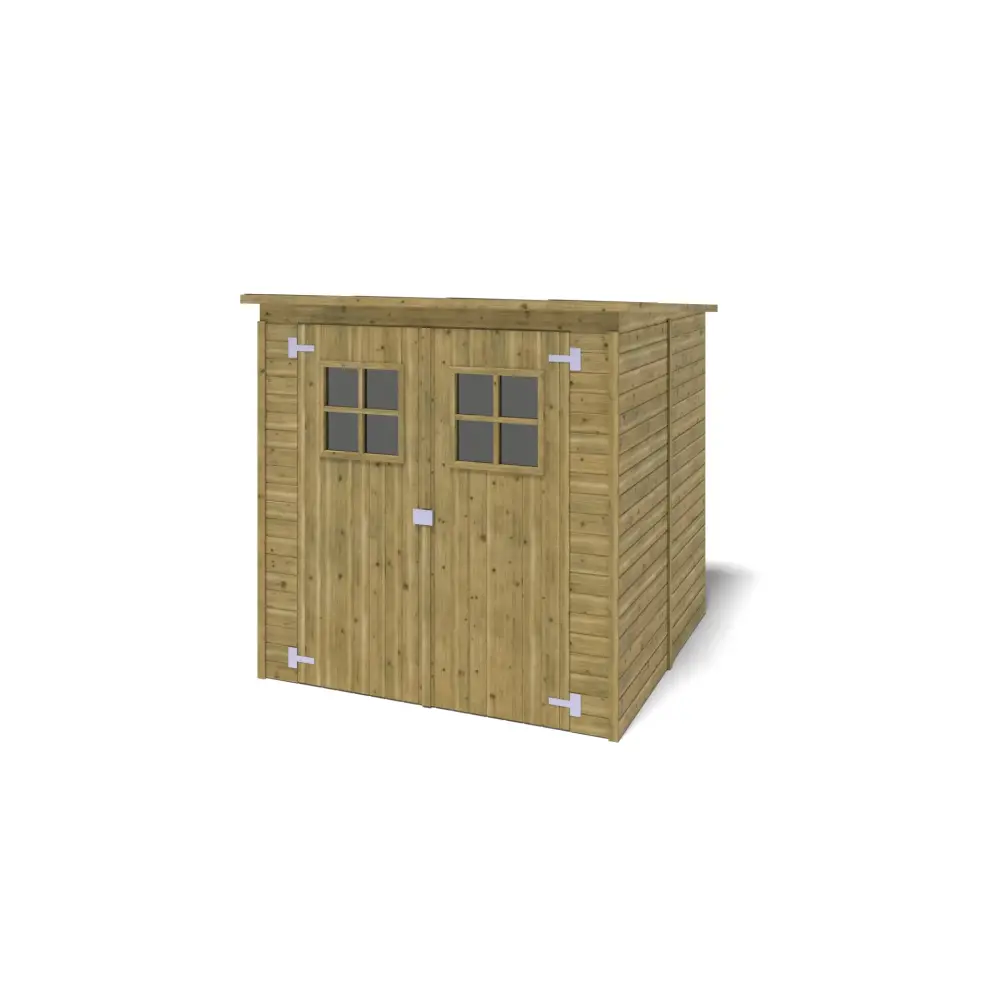 Abri de jardin en bois 3.42 m2 - 1.9x1.8 m - traité - Couleur: vert
