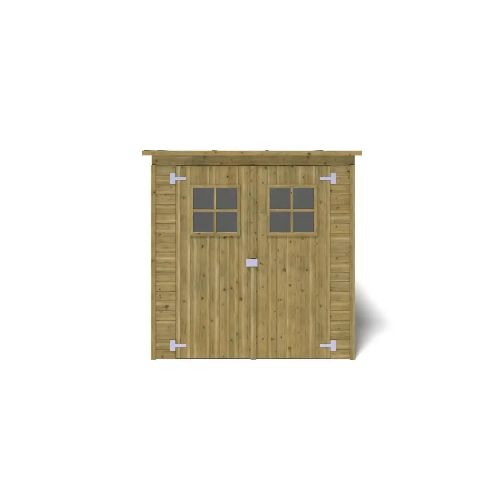 Abri de jardin en bois 3.42 m2 - 1.9x1.8 m - traité - Couleur: vert