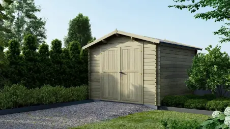 Abri de jardin en bois - 9m2 - 3x3m - Traité - Ep. 28mm - Couleur: vert