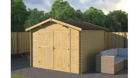 Abri de jardin en bois - 9m2 - 3x3m - Traité - Ep. 28mm - Couleur: vert