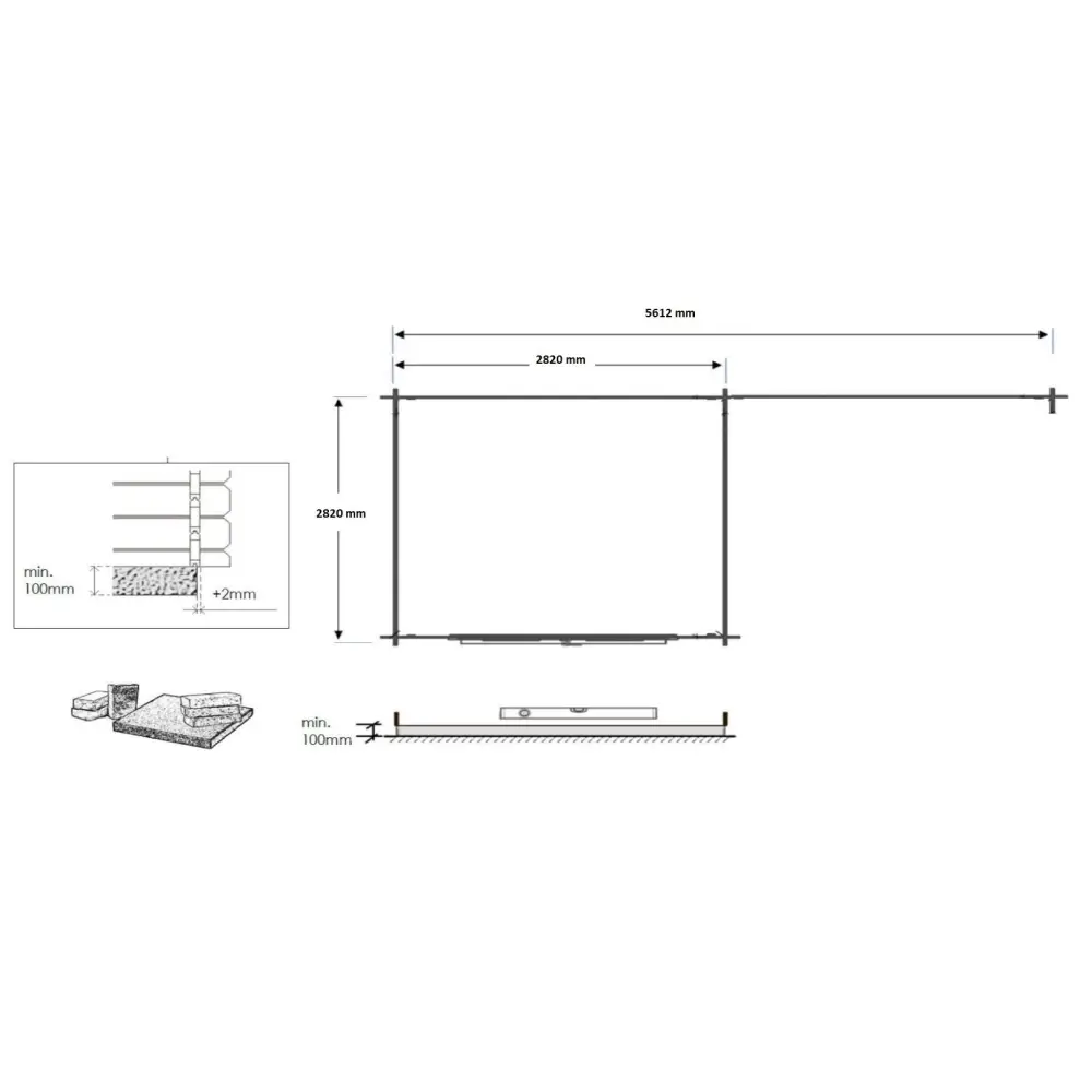 Abri de jardin en bois - 17.4m2 - 5.79x3m - Ep. 28mm - Couleur: naturel