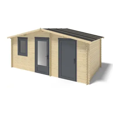 Abri de jardin en bois - 15m2 - 5x3m - Ep. 28mm - Couleur: naturel