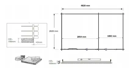 Abri de jardin en bois - 15m2 - 5x3m - Ep. 28mm - Couleur: naturel