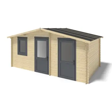 Abri de jardin en bois - 15m2 - 5x3m - Ep. 28mm - Couleur: naturel