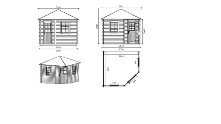 Abri de jardin en bois - 7.3m2 - 3x3m - Traité - Ep. 28mm - Couleur: vert