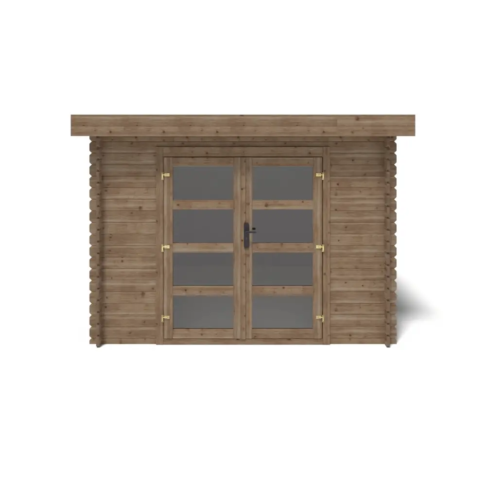 Abri de jardin en bois - 9m2 - 3x3m - Traité - Ep. 28mm - Couleur: marron