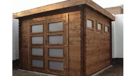 Abri de jardin en bois - 9m2 - 3x3m - Traité - Ep. 28mm - Couleur: marron