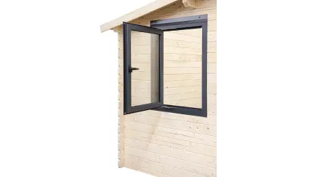 Abri de jardin en bois - 5x3 m + terrasse avec balustrade et avant-toit en bois - 25 m2