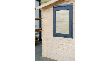 Abri de jardin en bois - 5x3 m + terrasse avec balustrade et avant-toit en bois - 25 m2