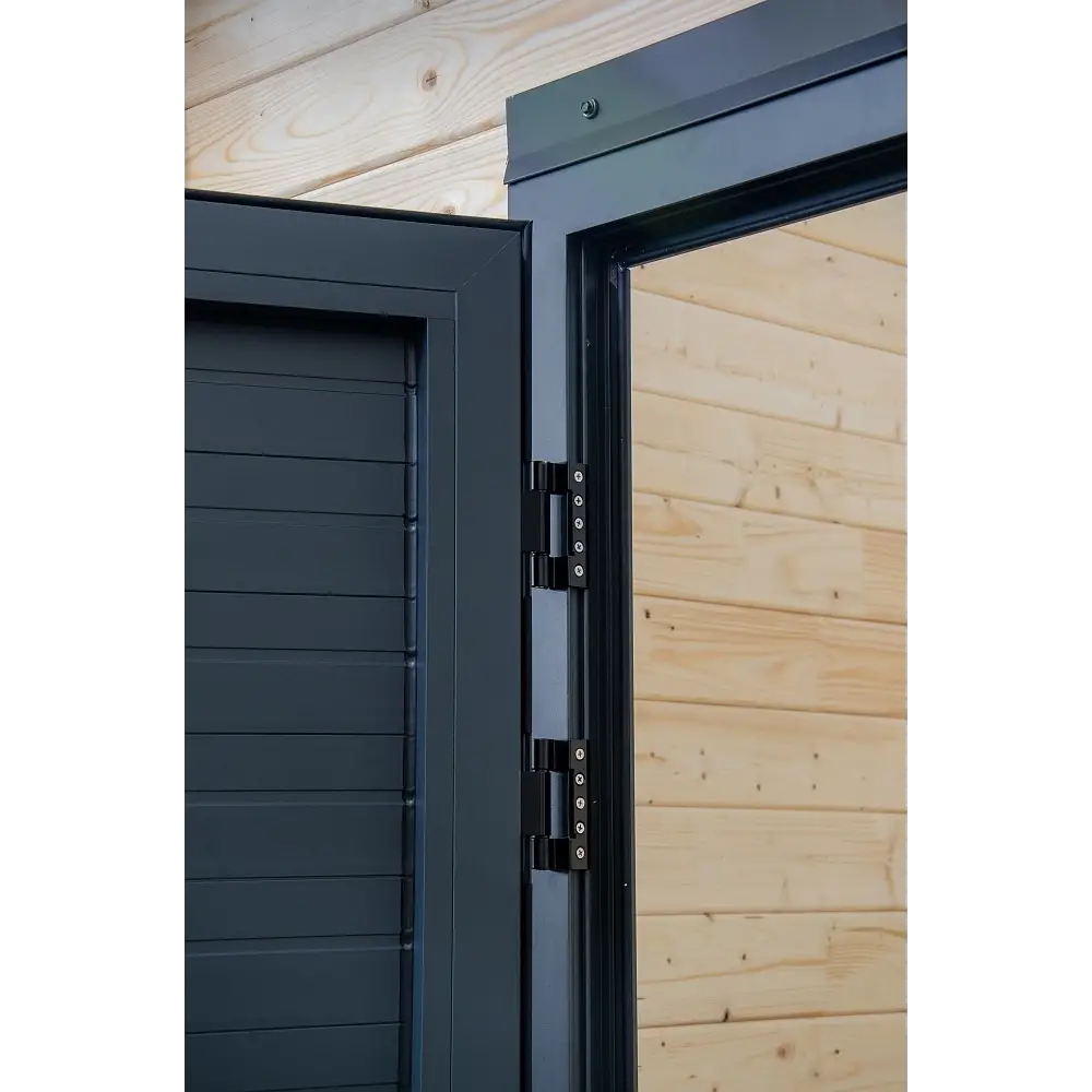 Abri de jardin en bois - 5x3 m + terrasse avec balustrade et avant-toit en bois - 25 m2