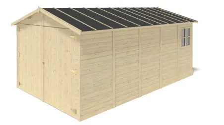 Garage en bois - 14.94m2 - 3.05x4.93m - Ep. 18mm - couleur: naturel