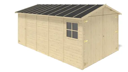Garage en bois - 14.94m2 - 3.05x4.93m - Ep. 18mm - couleur: naturel