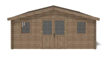 Abri de jardin en bois - 34.8m2 - 5.9x5.9m - Traité - Ep. 45mm - Couleur: marron