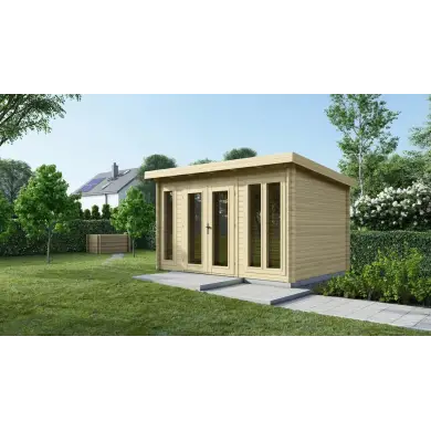Abri de jardin en bois - 12m2 - 4x3m - Ep. 34mm - Couleur: naturel