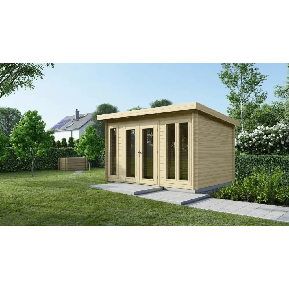 Abri de jardin en bois - 12m2 - 4x3m - Ep. 34mm - Couleur: naturel