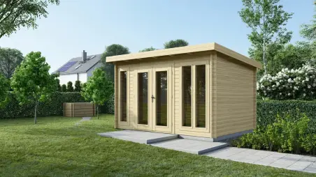 Abri de jardin en bois - 12m2 - 4x3m - Ep. 34mm - Couleur: naturel
