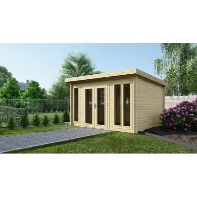 Abri de jardin en bois - 16m2 - 4x4m - Ep. 34mm - Couleur: naturel