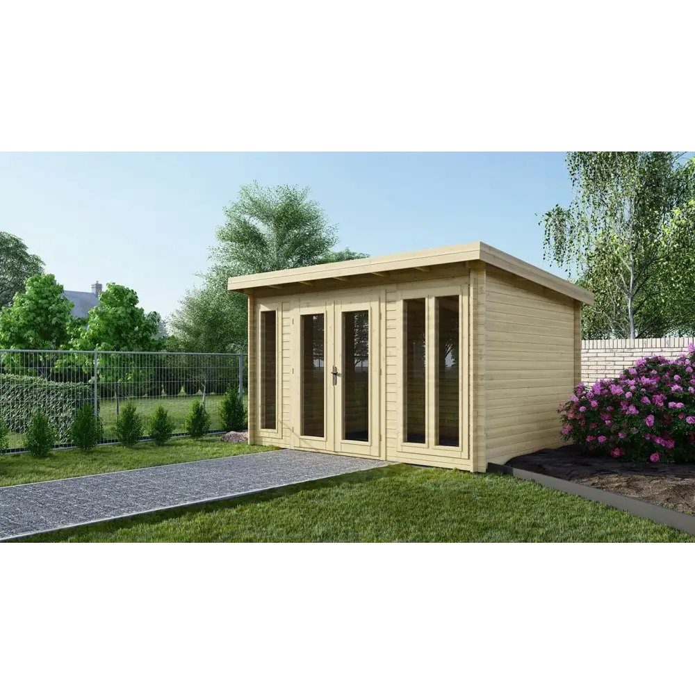 Abri de jardin en bois - 16m2 - 4x4m - Ep. 34mm - Couleur: naturel