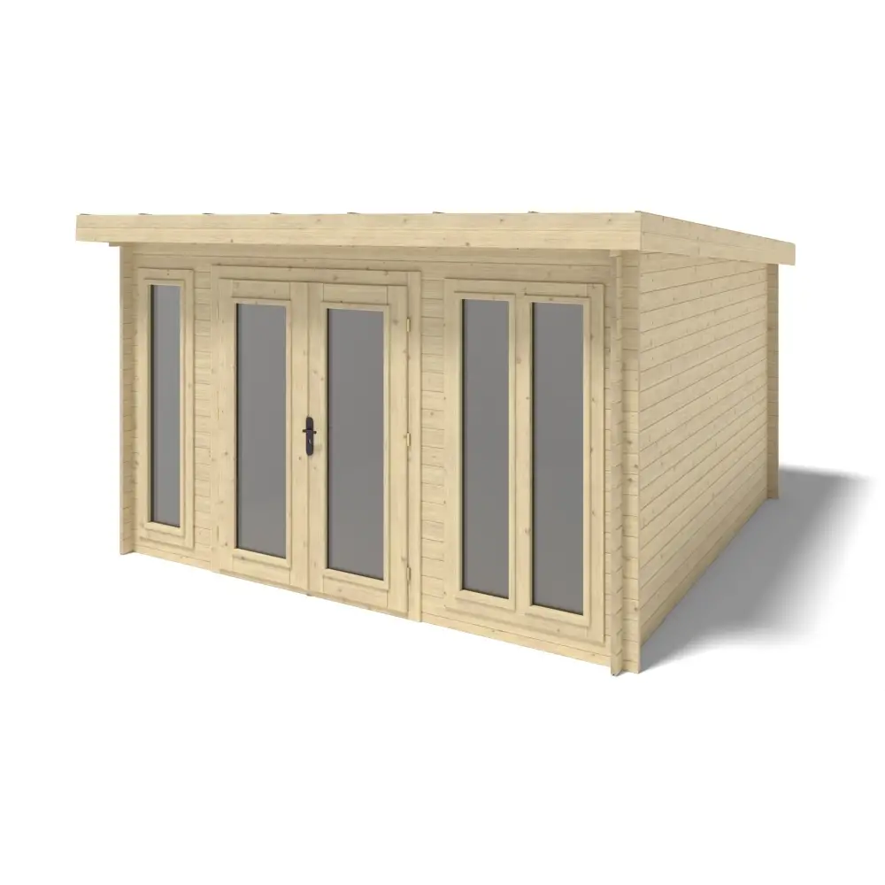 Abri de jardin en bois - 16m2 - 4x4m - Ep. 34mm - Couleur: naturel