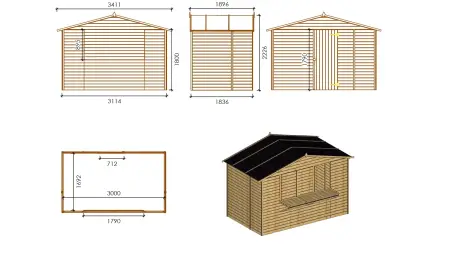 Kiosque/ stand de marché/ de vente 5.72 m2 - 3.11x1.84 m - 19 mm