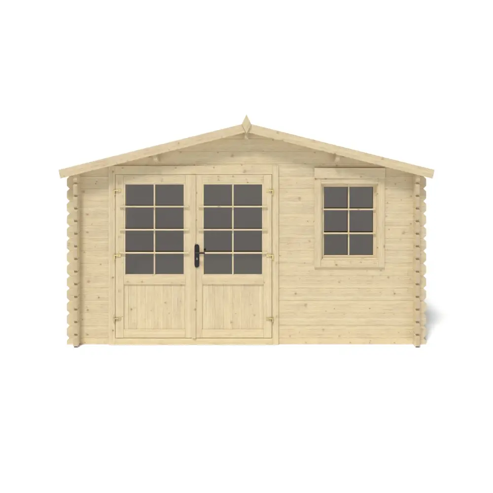 Abri de jardin en bois - 15.21m2 - 3.9x3.9m - Ep. 40mm - Couleur: naturel