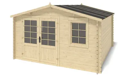 Abri de jardin en bois - 15.21m2 - 3.9x3.9m - Ep. 40mm - Couleur: naturel