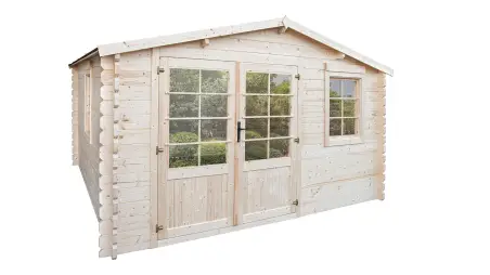 Abri de jardin en bois - 15.21m2 - 3.9x3.9m - Ep. 40mm - Couleur: naturel