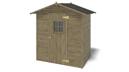 Abri de jardin en bois 2.17 m2 - 1.77x1.23 m - traité - Couleur: vert