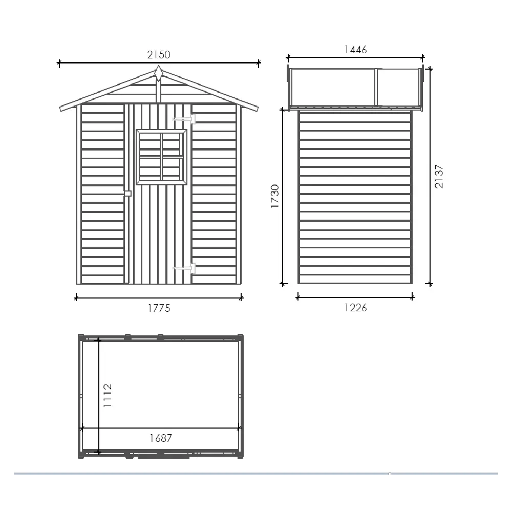 Abri de jardin en bois 2.17 m2 - 1.77x1.23 m - traité - Couleur: vert