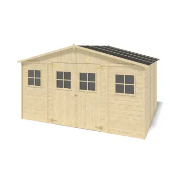 Abri de jardin en bois 11.88 m2 - 4x2.97 m - Couleur: naturel