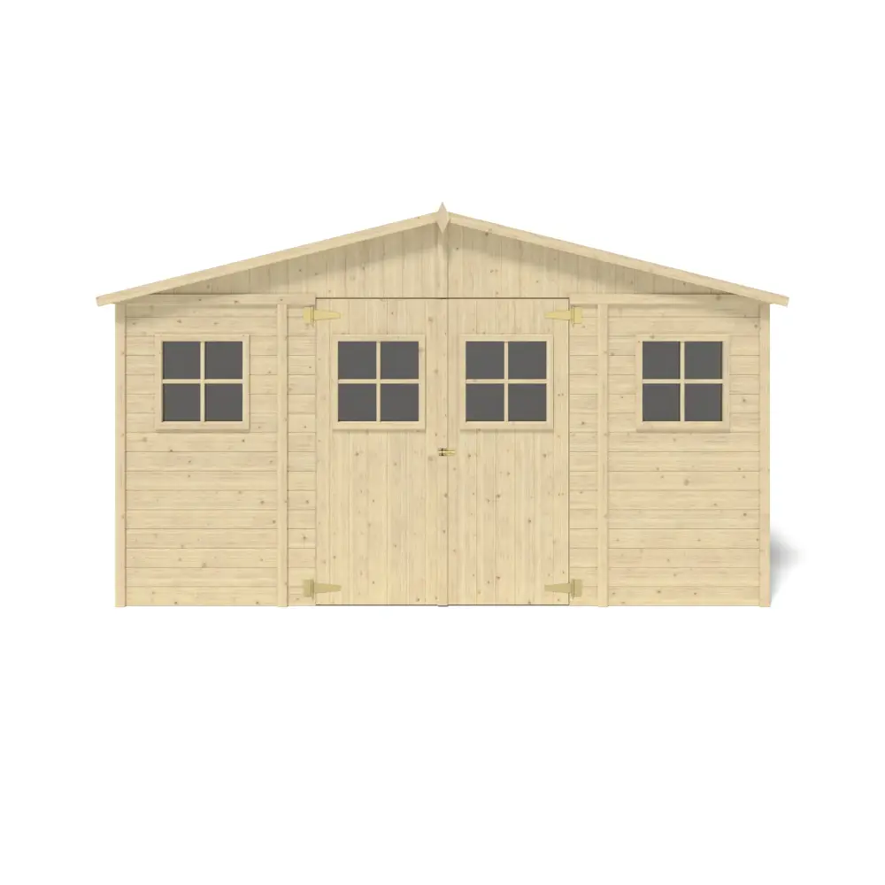 Abri de jardin en bois 11.88 m2 - 4x2.97 m - Couleur: naturel