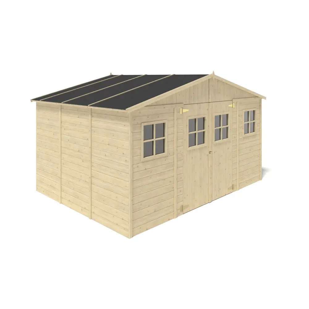 Abri de jardin en bois 11.88 m2 - 4x2.97 m - Couleur: naturel