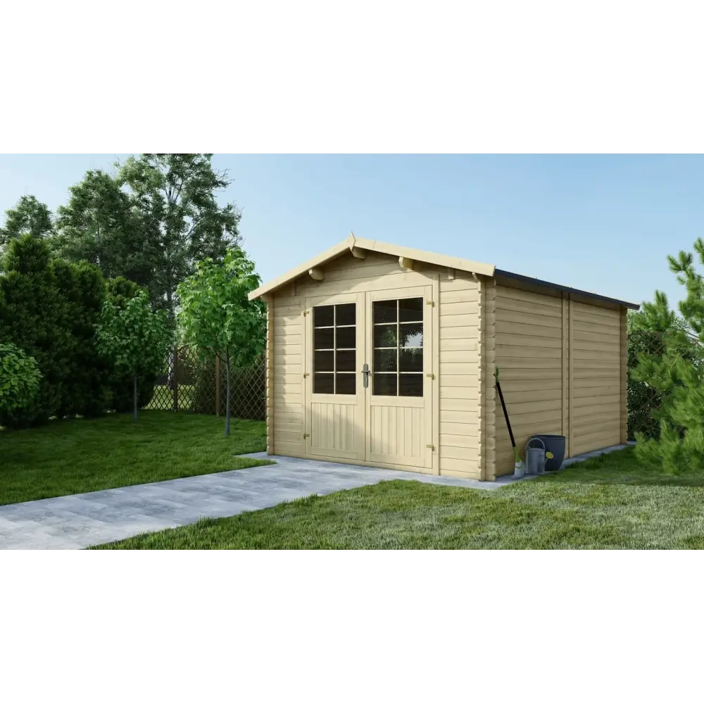 Abri de jardin en bois - 12m2 - 3x4m - Ep. 28mm - Couleur: naturel