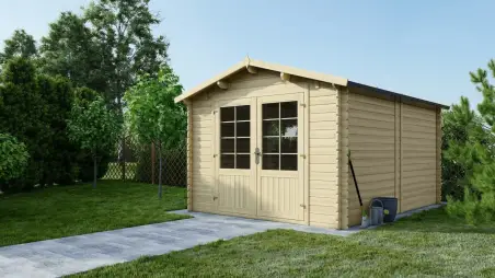 Abri de jardin en bois - 12m2 - 3x4m - Ep. 28mm - Couleur: naturel