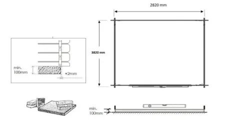 Abri de jardin en bois - 12m2 - 3x4m - Ep. 28mm - Couleur: naturel