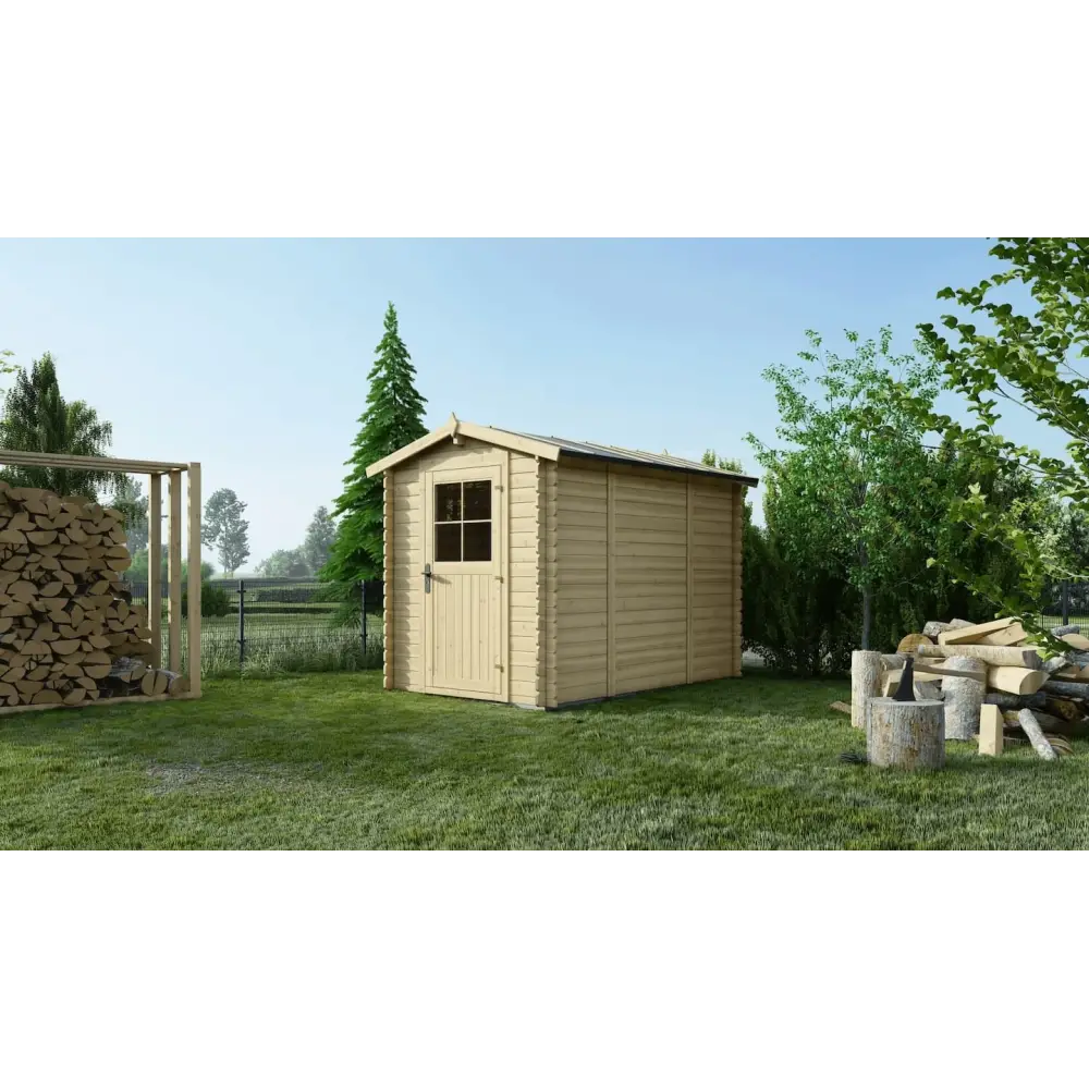 Abri de jardin en bois - 5.7m2 - 1.9x3m - Ep. 28mm - Couleur: naturel