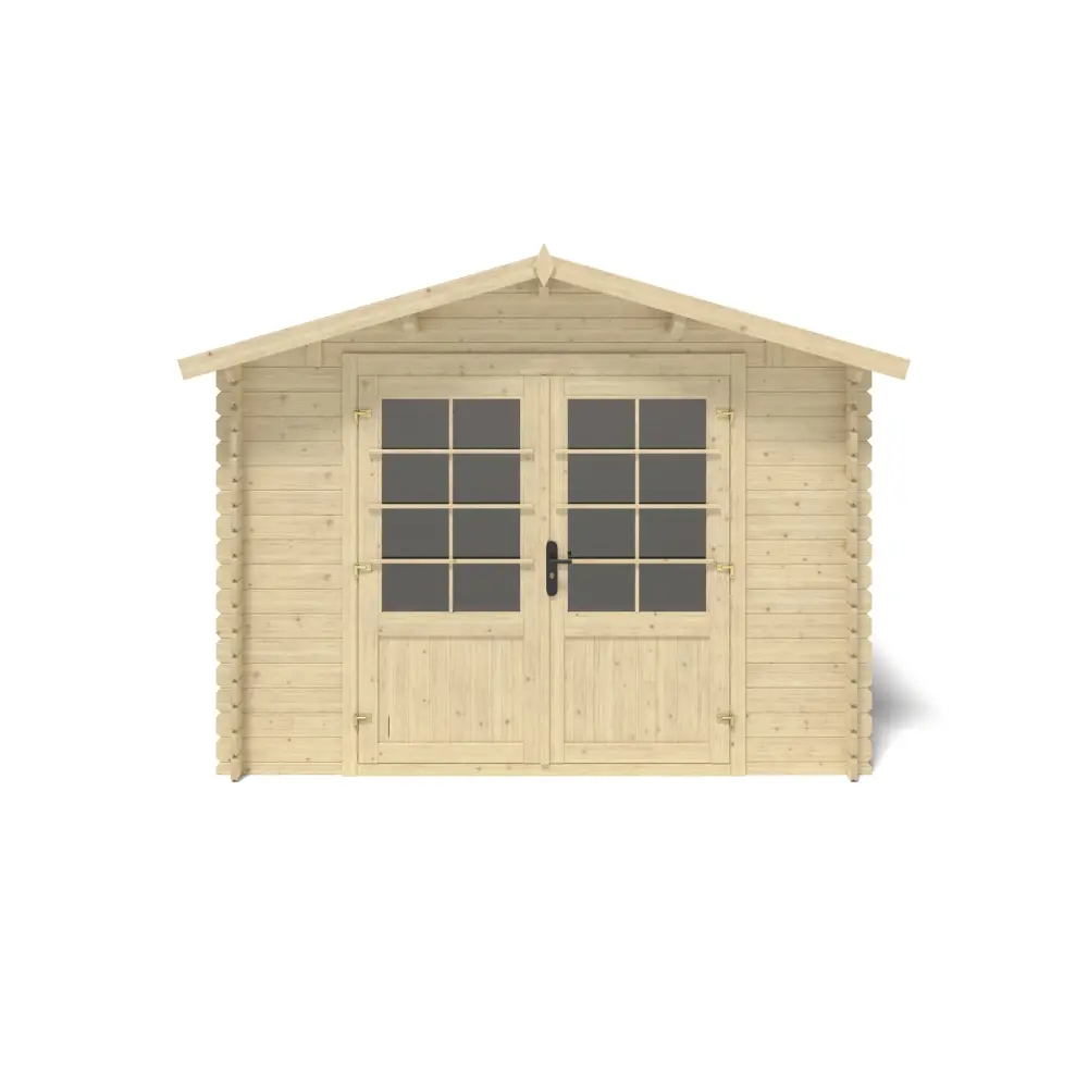 Abri de jardin en bois - 9m2 - 3x3m - Ep. 28mm - Couleur: naturel