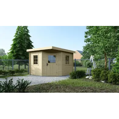 Abri de jardin en bois - 8m2 - 3x3m - Ep. 28mm - Couleur: naturel