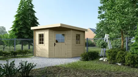 Abri de jardin en bois - 8m2 - 3x3m - Ep. 28mm - Couleur: naturel