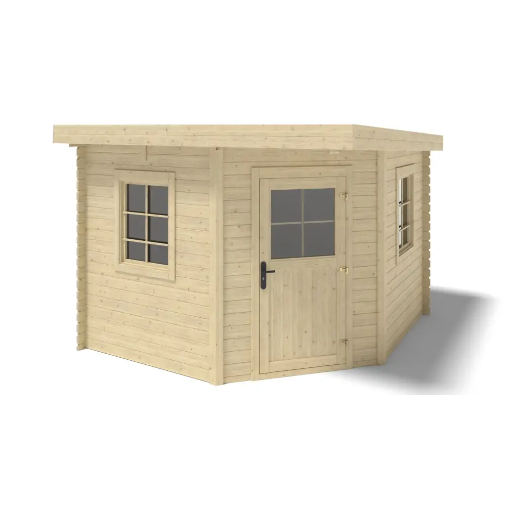 Abri de jardin en bois - 8m2 - 3x3m - Ep. 28mm - Couleur: naturel