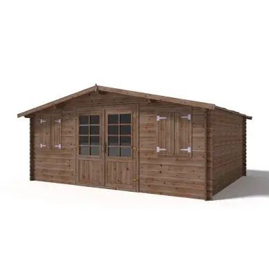 Abri de jardin en bois - 20m2 - 5x4m - Traité - Ep. 28mm - Couleur: marron