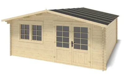 Abri de jardin en bois - 25m2 - 5x5m - Ep. 34mm - Couleur: naturel