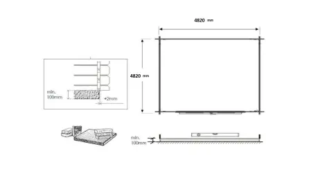 Abri de jardin en bois - 25m2 - 5x5m - Ep. 34mm - Couleur: naturel