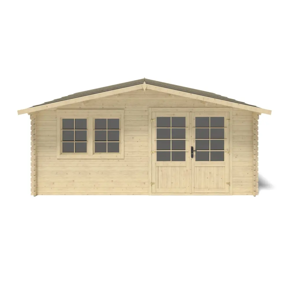 Abri de jardin en bois - 25m2 - 5x5m - Ep. 34mm - Couleur: naturel