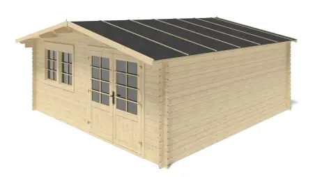 Abri de jardin en bois - 25m2 - 5x5m - Ep. 34mm - Couleur: naturel