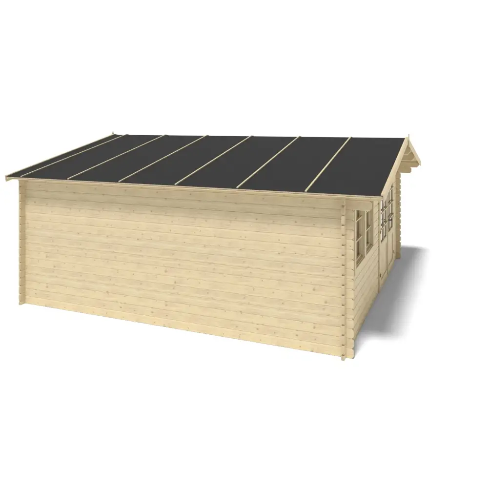 Abri de jardin en bois - 25m2 - 5x5m - Ep. 34mm - Couleur: naturel