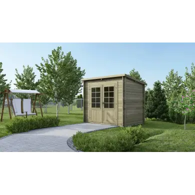 Abri de jardin en bois - 5m2 - 2.5x2m - Traité - Ep. 28mm - Couleur: vert